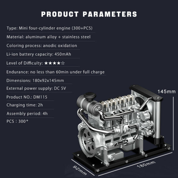 Moteur diesel miniature complet en kit - Maquette technique motorisée de 300 pièces