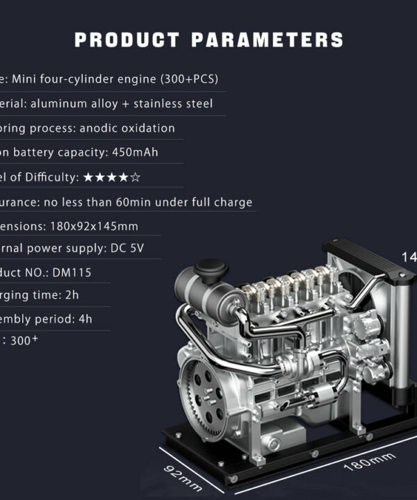 Moteur diesel miniature complet en kit - Maquette technique motorisée de 300 pièces